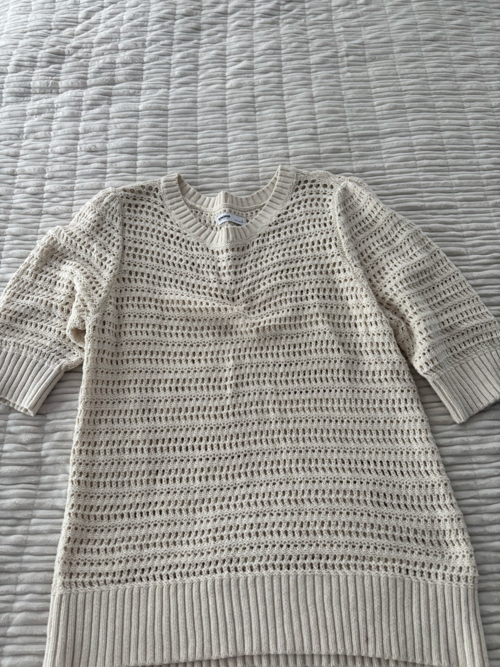 Sonoma Cream Open-Knit Scoop Neck Sweater